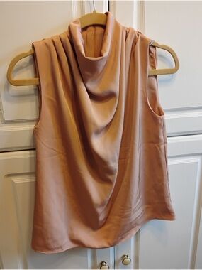 JLUXLABEL Soft Blush Sleeveless Cowl Neck Blouse, Size: S